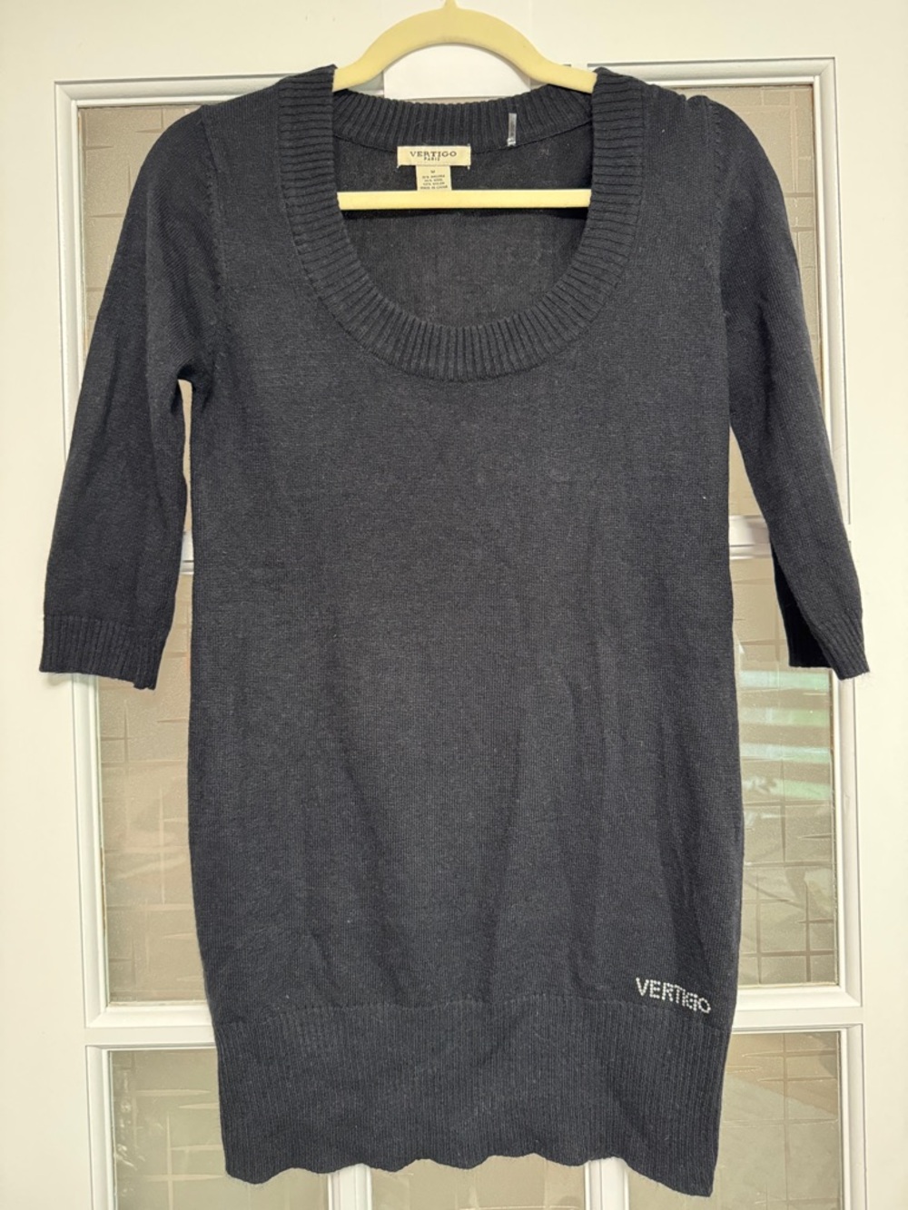 Vertigo Paris Scoop-Neck Black Knit Tunic Sweater